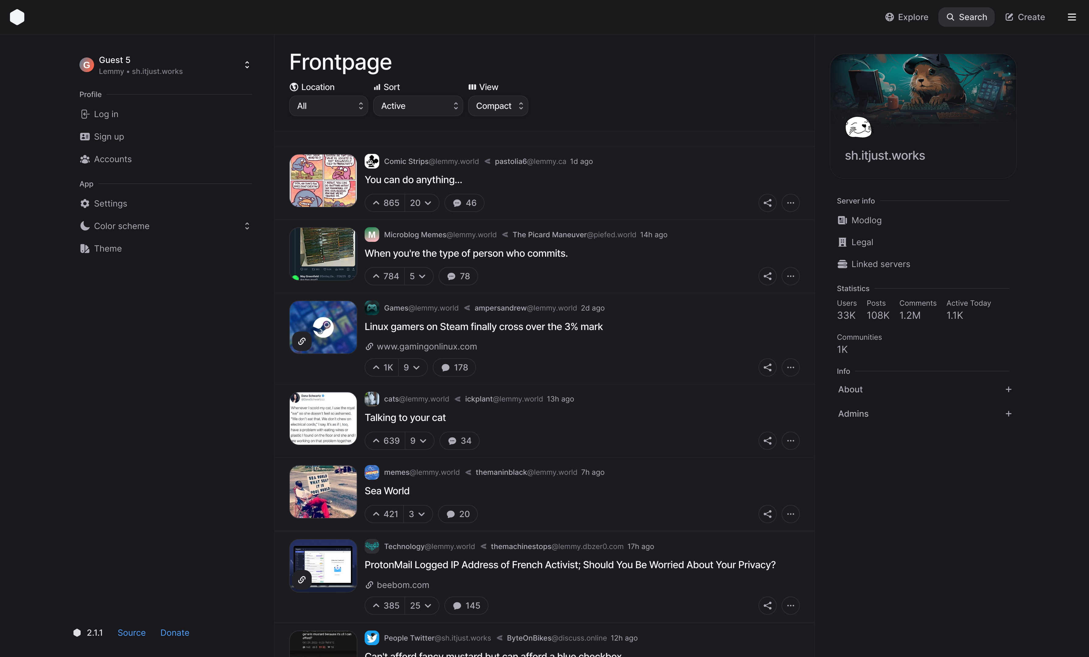 A screenshot of the interface of Photon